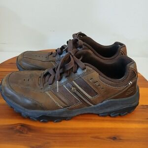 Skechers‎ Shoes Mens 9 Brown Leather Henrick Delwood Arch Memory Foam Walkers
